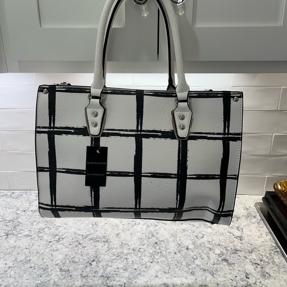 Wilson Leather white  and black Maggie Bag